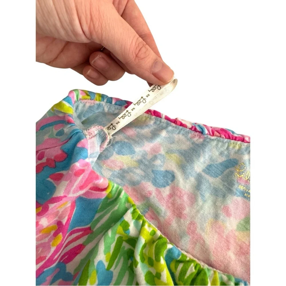 Lilly Pulitzer Neveah Vibrant Pink Blue Green Floral One Shoulder Top XXSmall - Picture 6 of 8